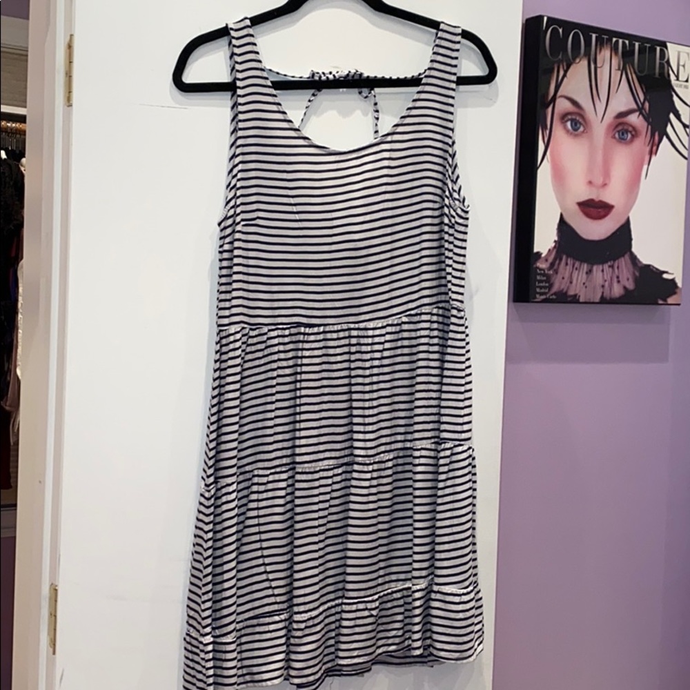 blue and white striped summer dress